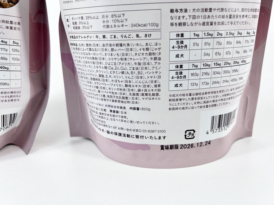 ⭐️犬猫生活 無添加 国産天然鹿肉 ドッグフード オールステージ 850g×2袋