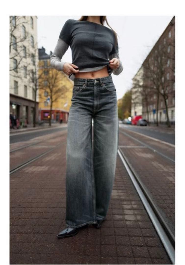 ZARA JEANS TRF EXTRA WIDE LEGハイウエスト 32