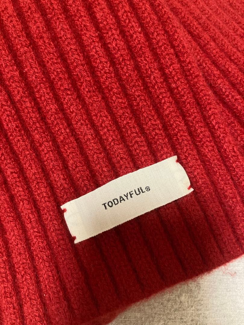 TODAYFUL Rib Knit Muffler/リブニットマフラー レッド