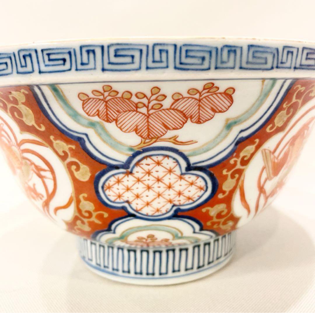 骨董品　古伊万里　染付　赤絵　鳳凰　特大深鉢　有田焼　江戸時代　裏印　印判