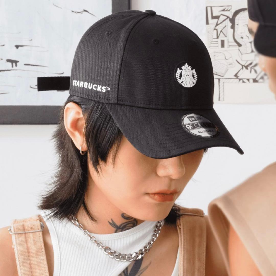 海外スタバ♡New Eraブラック9FORTYキャップ ニューエラ黒 日本未発売