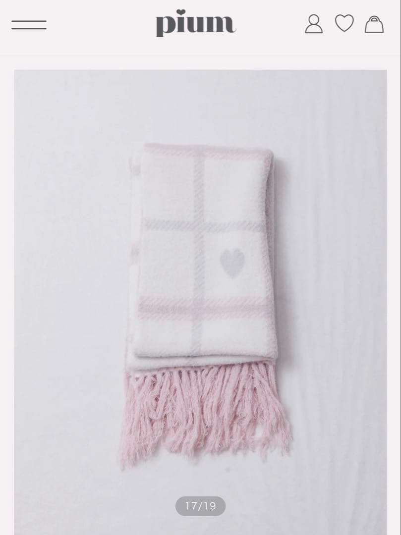 r*♡様 pium ハートチェックマシュマロニットマフラー ホワイト