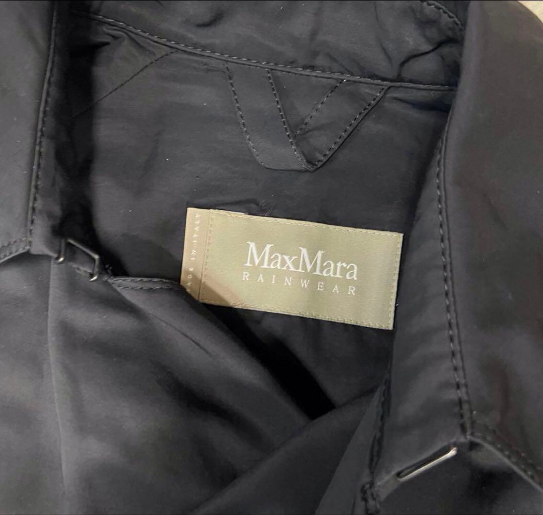 【美品】MAX MARA 黒のトレンチ　レインイタリア製大きいサイズ42