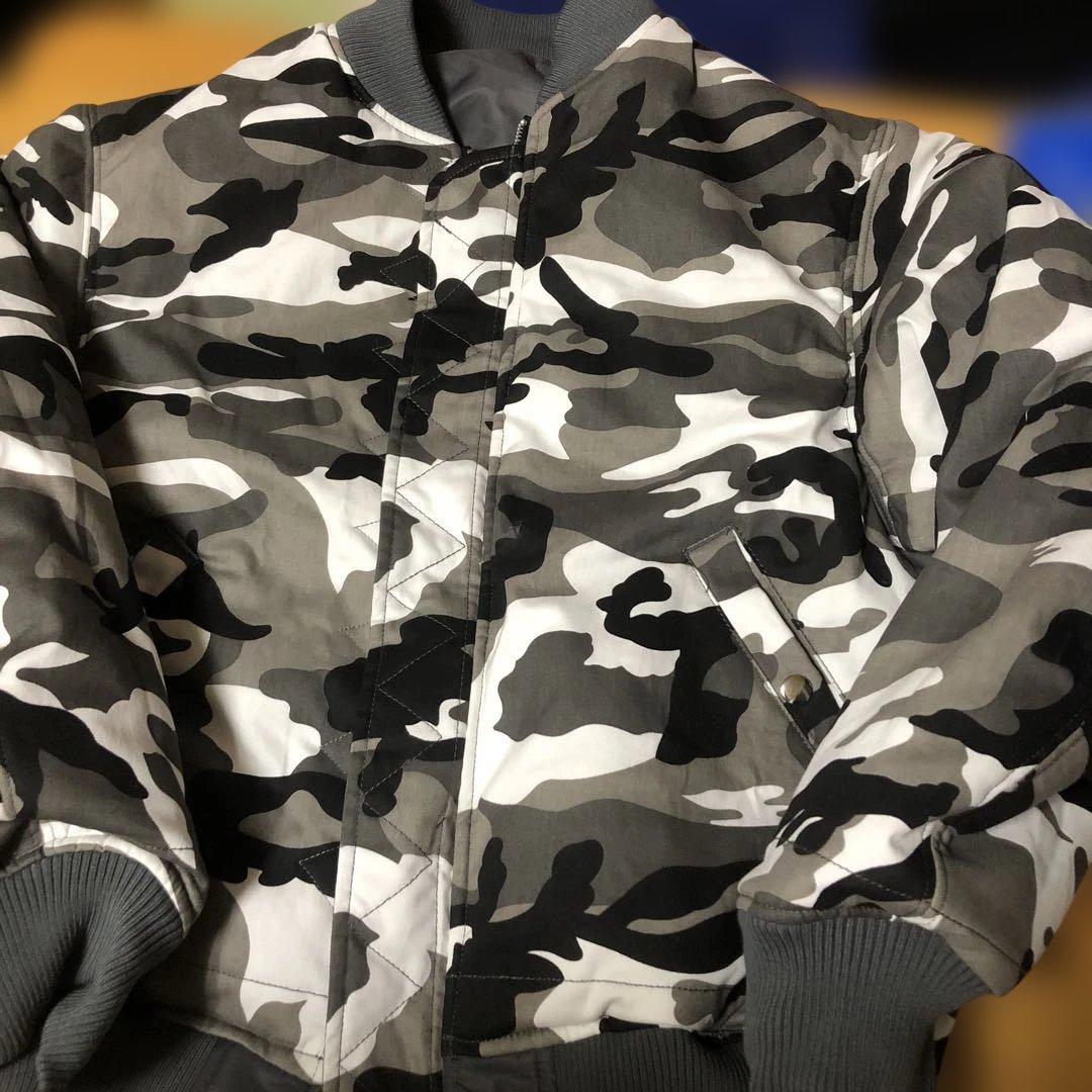 即完売BELVETCamo Reversible MA-1 Jacket グレー