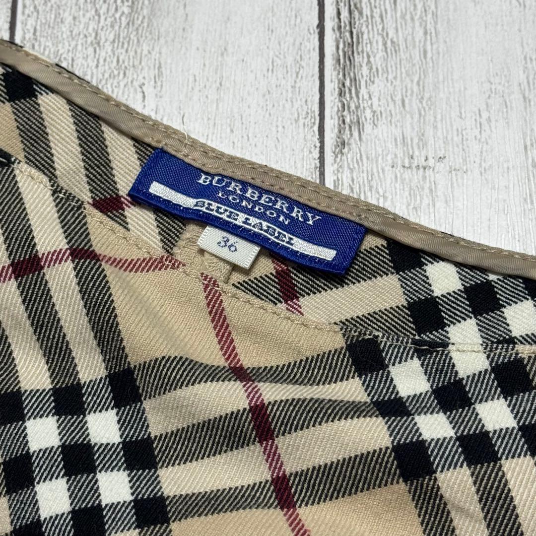 BURBERRY バーバリー ノバチェック ノースリーブ ワンピース 38 刺繍
