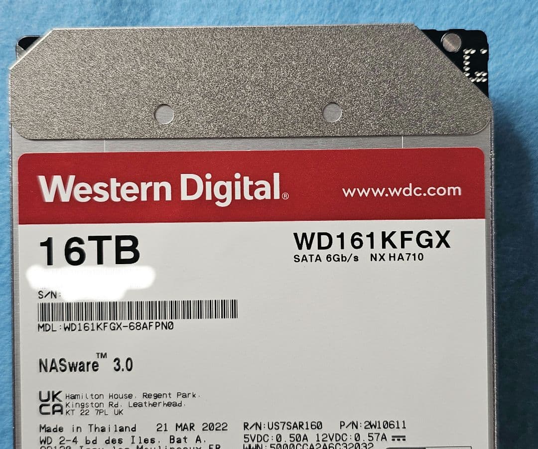 16TB Western Digital WD Red Plus　2台セット