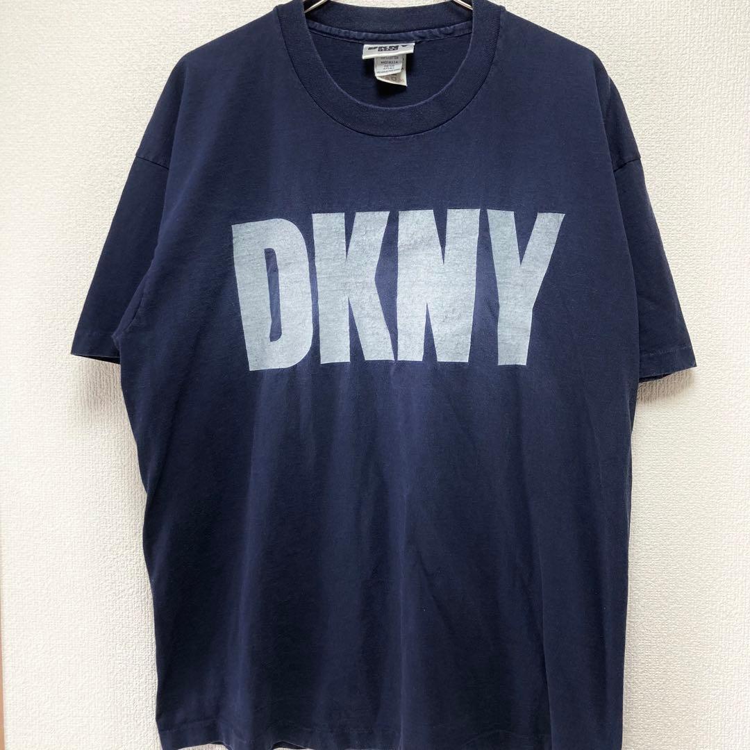 【名作】90s DNKY ビッグロゴTシャツ サンプリング元 ネイビー 大人気