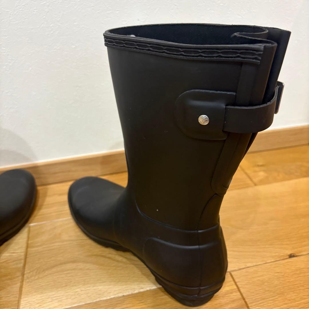 【極美品】HUNTER ハンター レインブーツ バックアジャスタブル UK6 黒