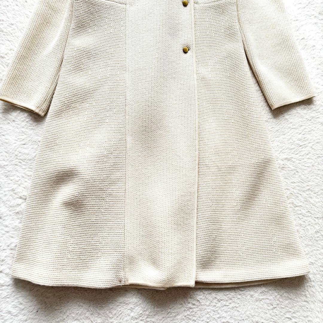 【美品】EPOCAニットコート　ロング丈　Aラインノーカラー　L　三陽商会