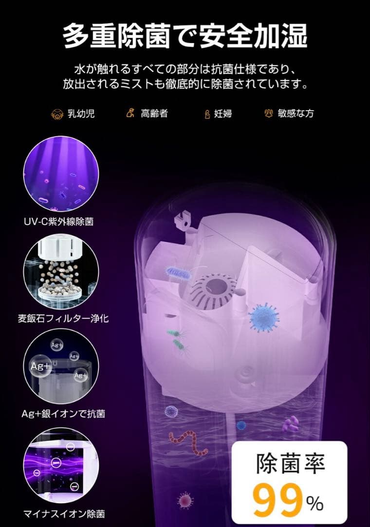2025年最新タワー式加湿器 AI恒湿 大容量10L 定価25980円