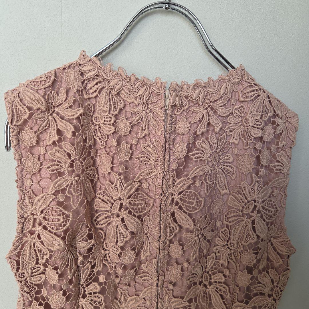 めら様【アナイ】美品レース ノースリーブ ひざ丈ワンピース 34(xs)ピンクベ