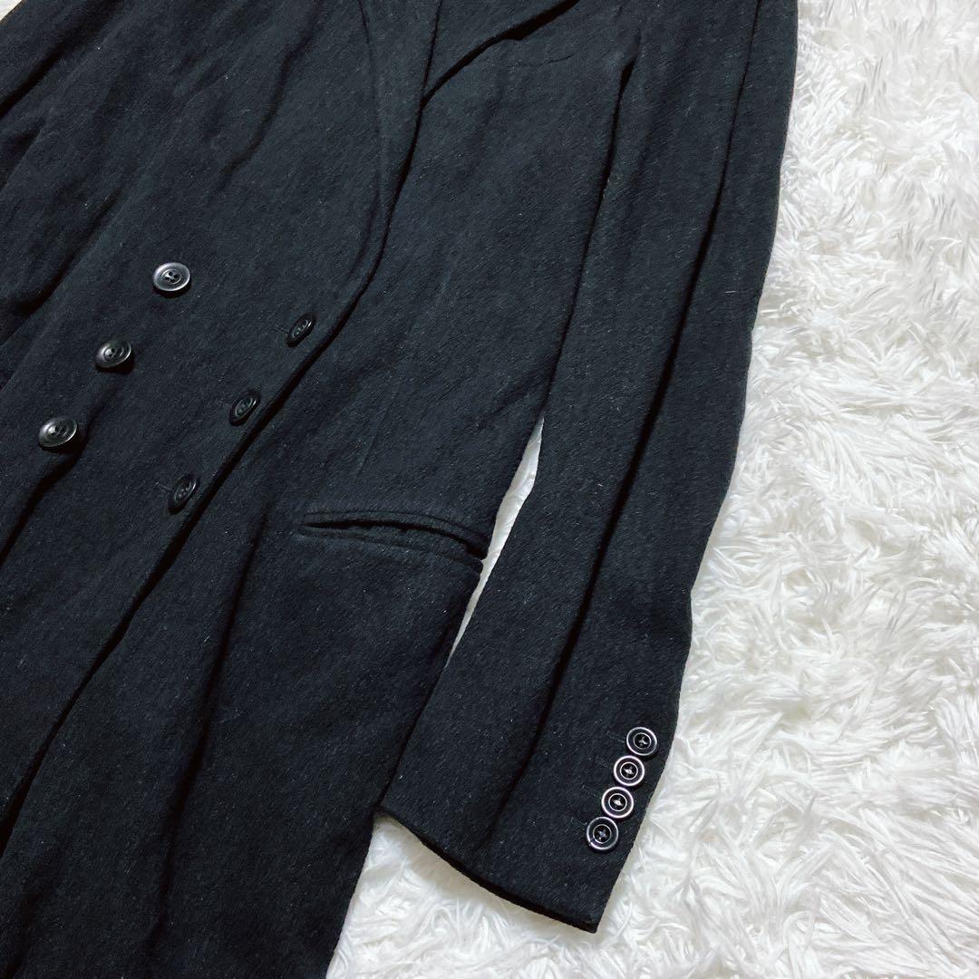 良品⭐️ドリスヴァンノッテン　ロングコート　ダブルブレスト　ラメ加工　ウール混　黒