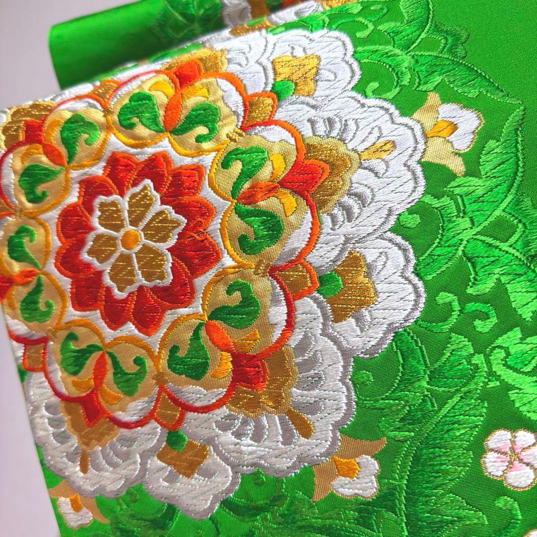 36 振袖フルセット 正絹 淡グリーン 緑 金彩 刺繍 駒刺繍 レトロ 古典