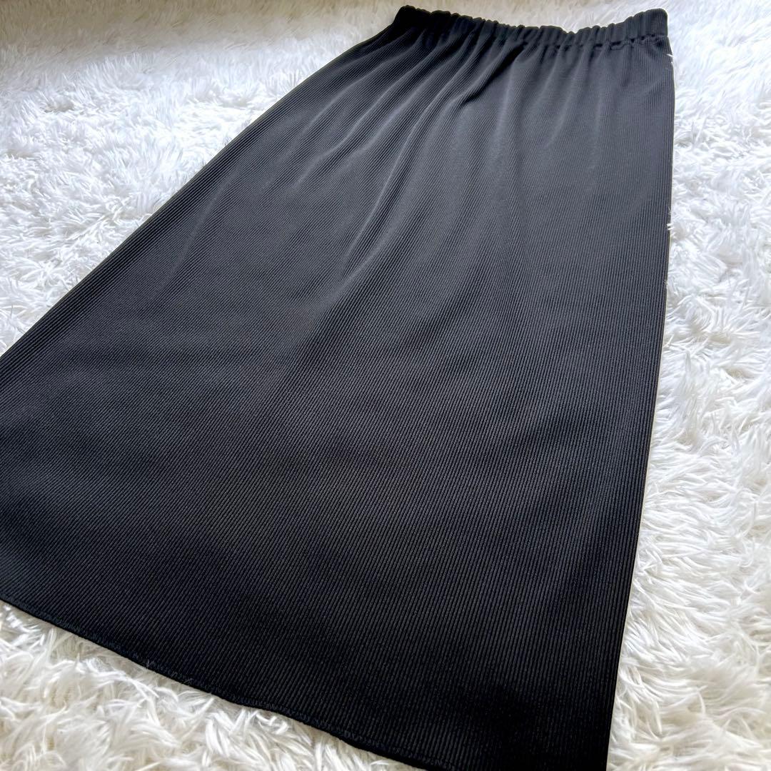 美品 cafune カフネ リブタイトスカート 黒 38 ロング 神タイト
