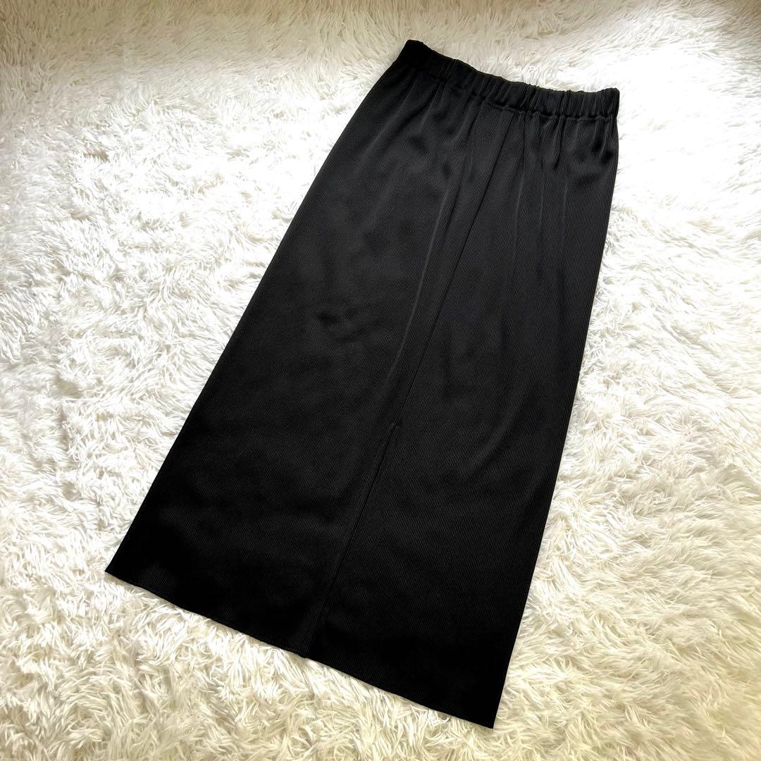 美品 cafune カフネ リブタイトスカート 黒 38 ロング 神タイト