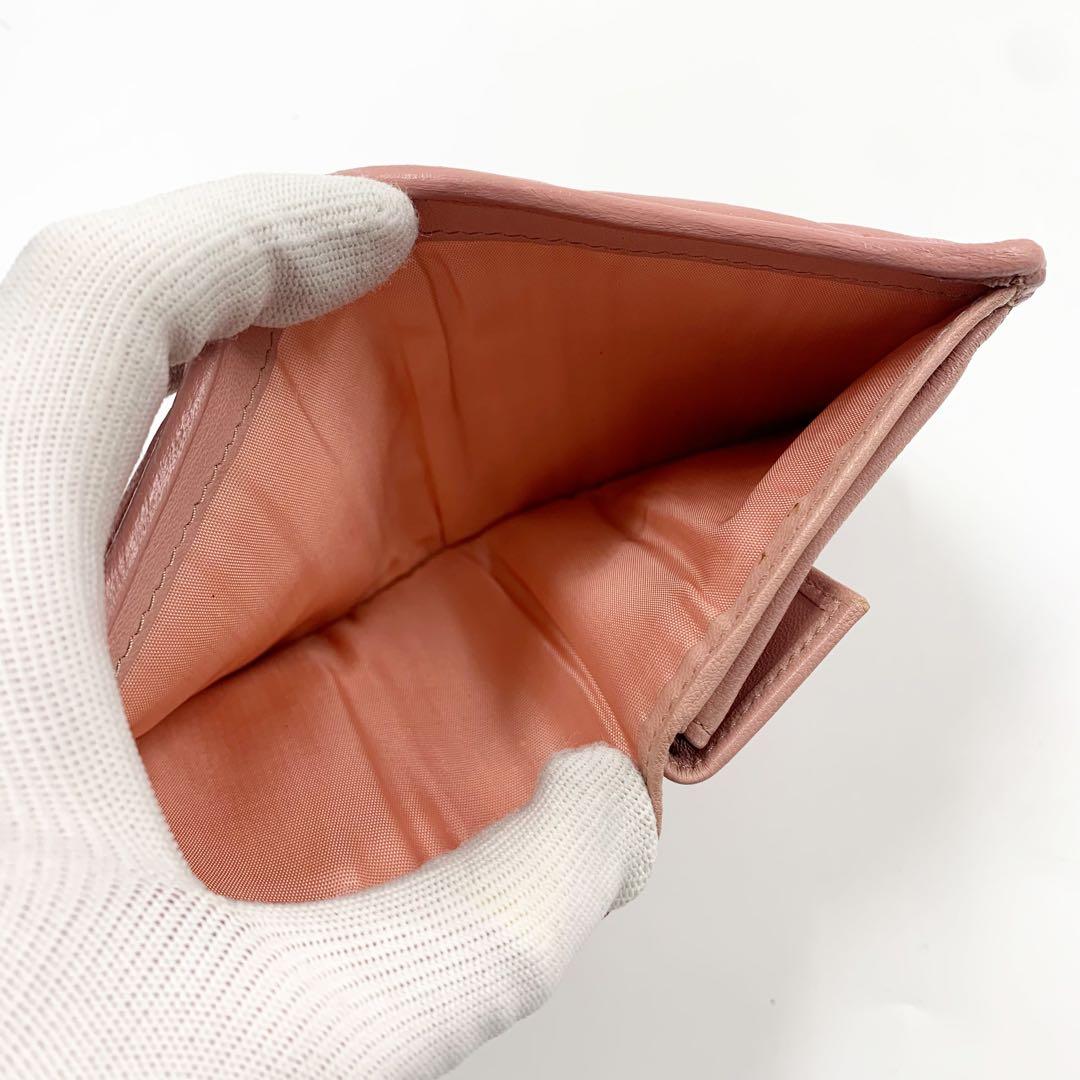 【✨美品✨】ミュウミュウ 二つ折り財布 マテラッセ ラムスキン ピンク