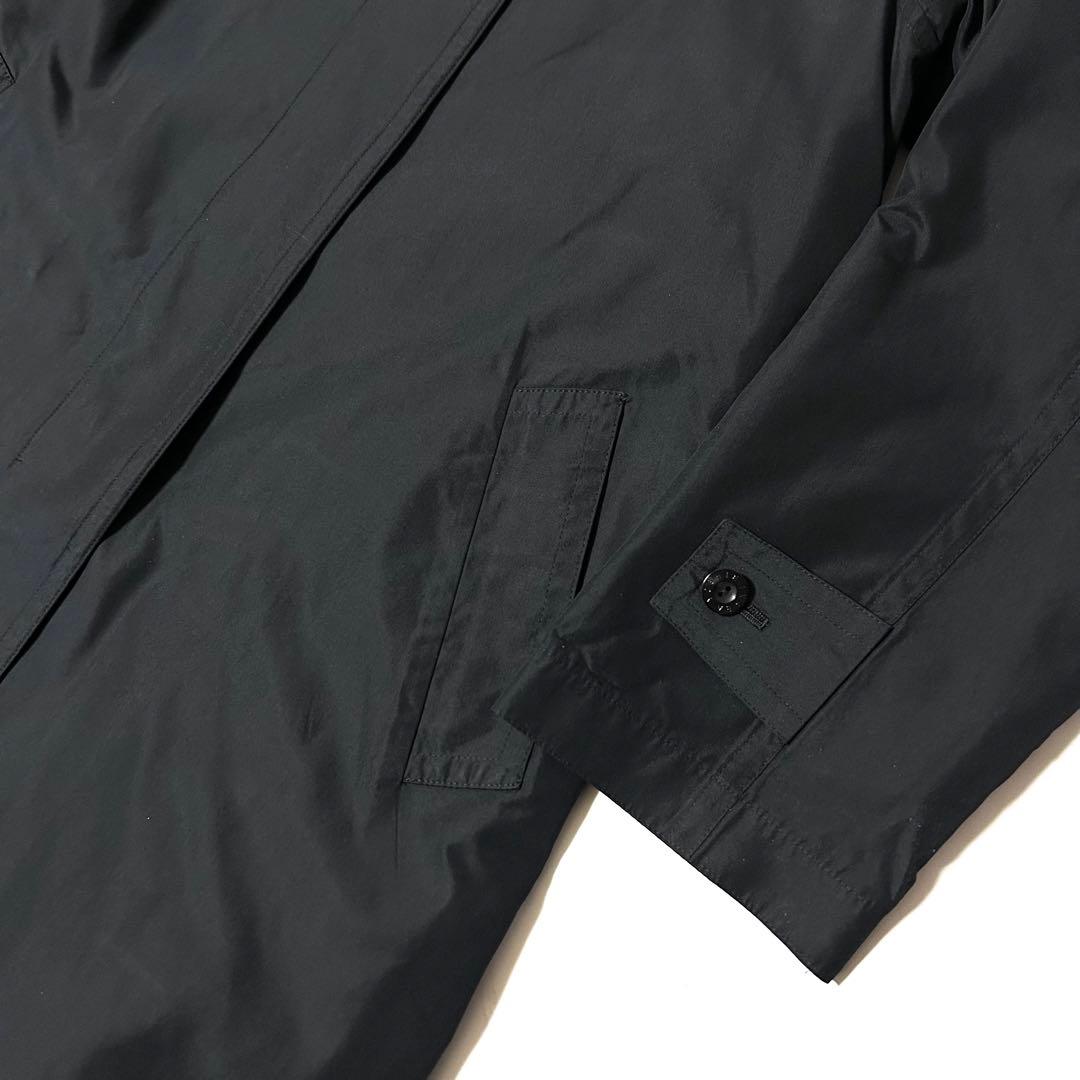 【美品】ヨシエイナバ　ステンカラーコート　中綿ライナー付　シルク100%　黒　9