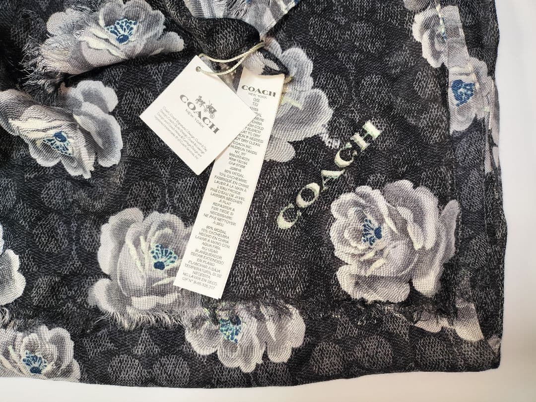 【新品 タグ付き】 COACH コーチ 薔薇 ローズ ストール ショール