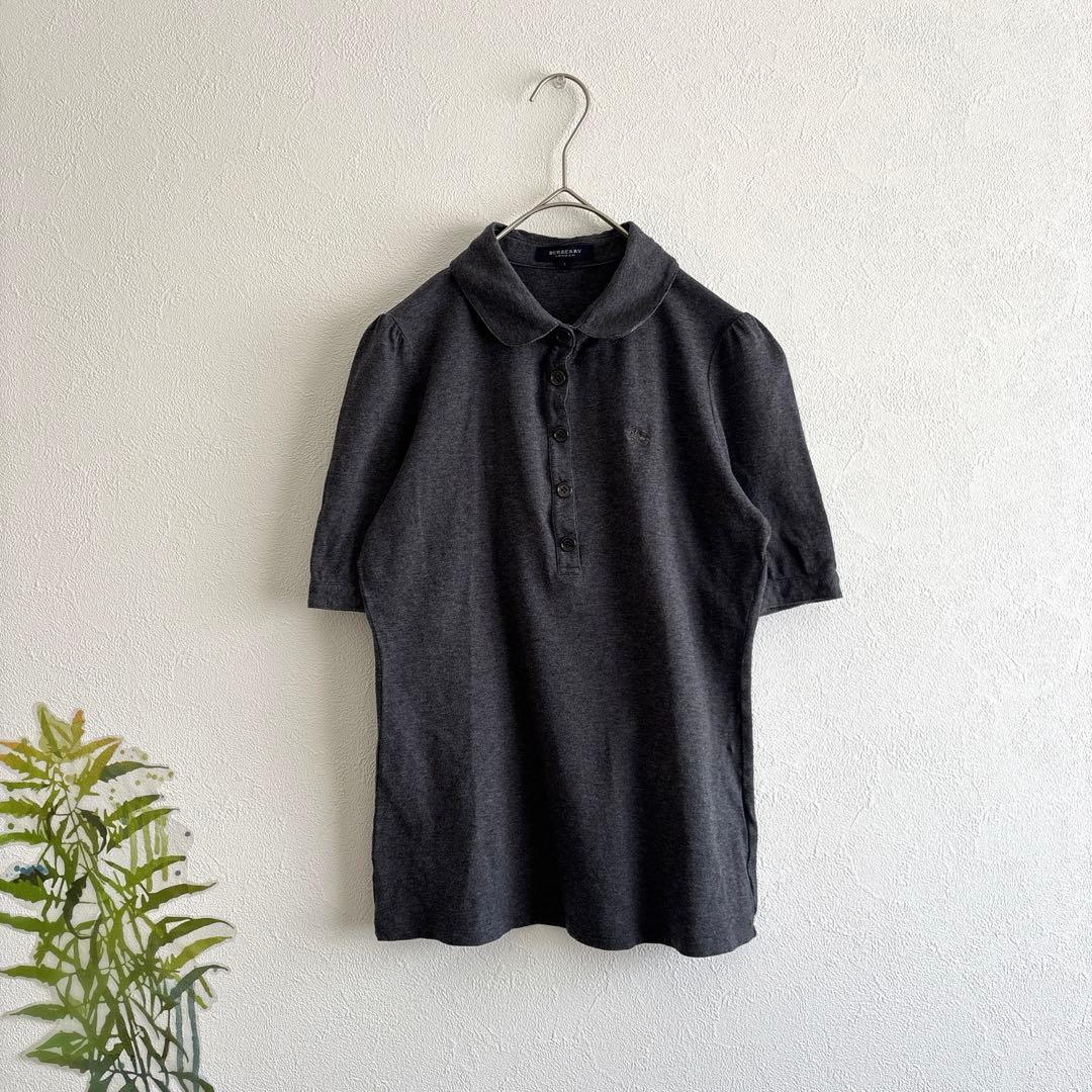 美品✨BURBERRY バーバリー　レディース半袖ポロシャツ　グレー　1