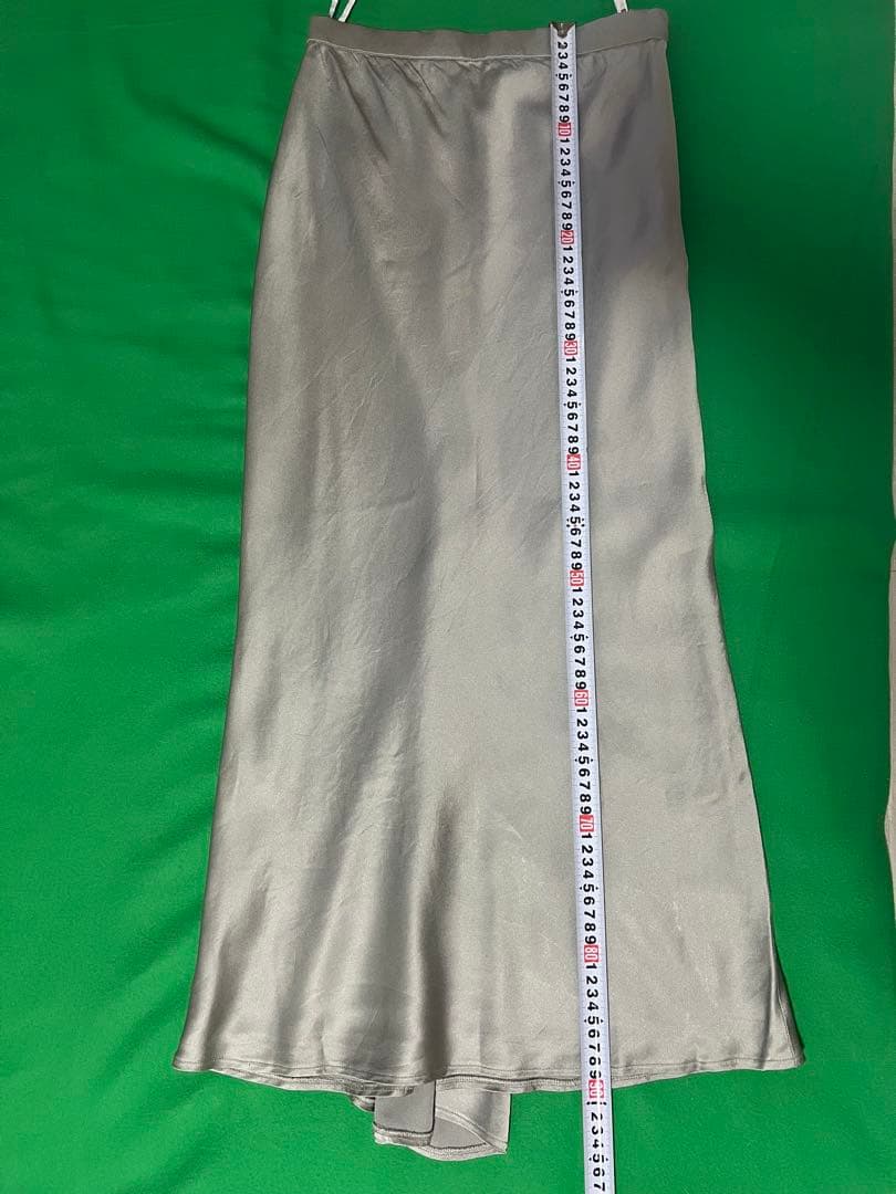 GIVENCHY/ジバンシー/シルバー サテン ロングスカート 約90cm