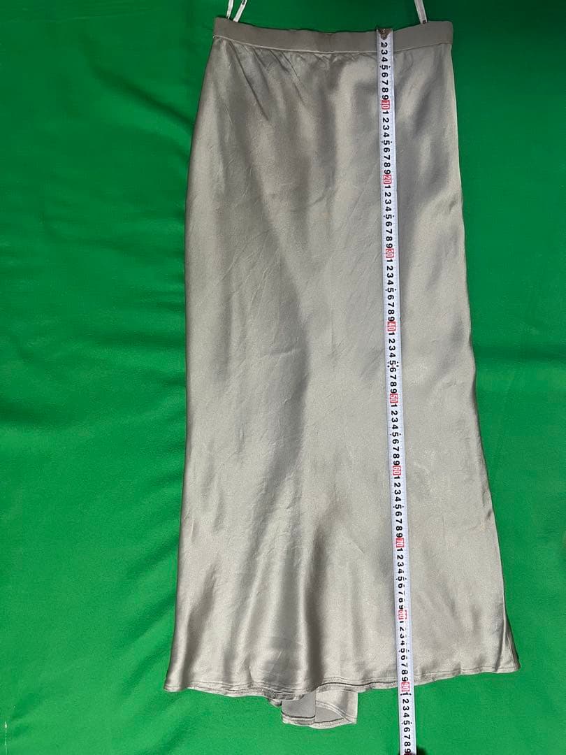 GIVENCHY/ジバンシー/シルバー サテン ロングスカート 約90cm
