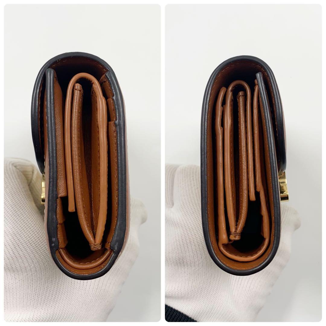 【✨美品✨】セリーヌ トリオンフ 三つ折り財布 キャンバス レザー ベージュ