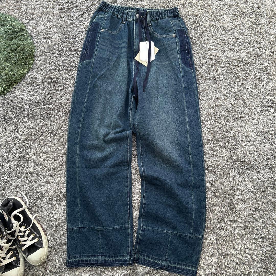 REMIXデニムストレートパンツ USED NAVY