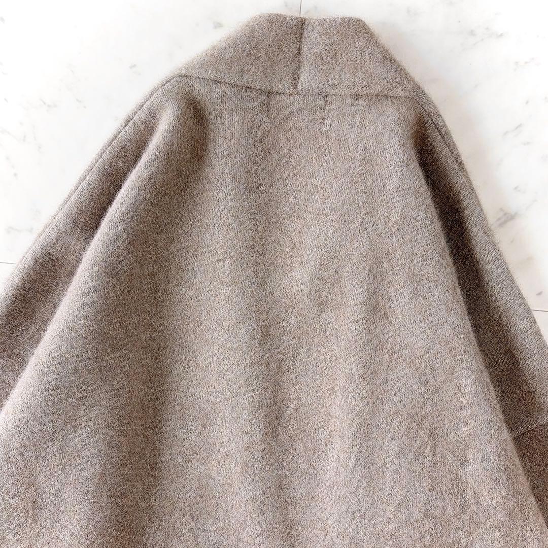 美品 カレンソロジー ふわふわ ラクーン混 ロングニットカーディガン ベージュ