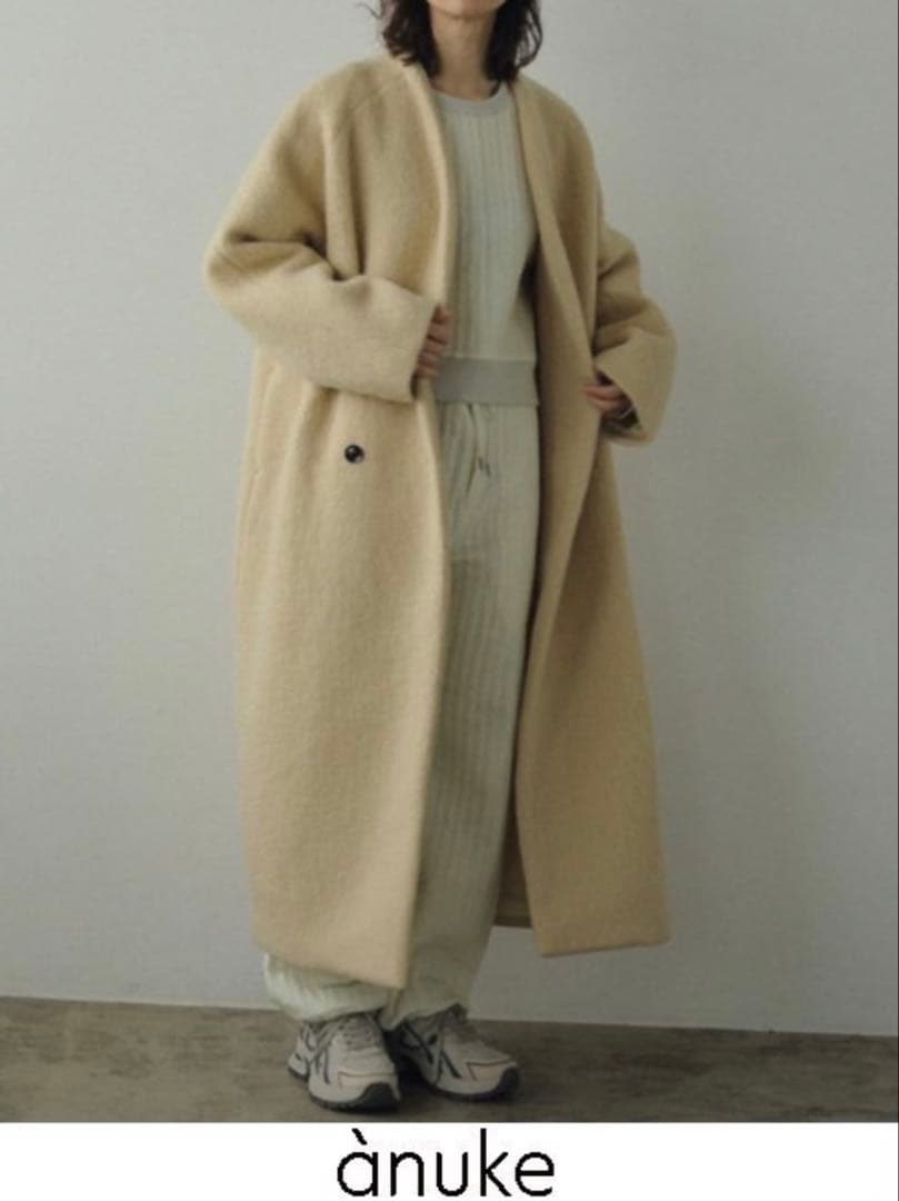 ジャケット・アウター anuke Collarless Shaggy Coat 36