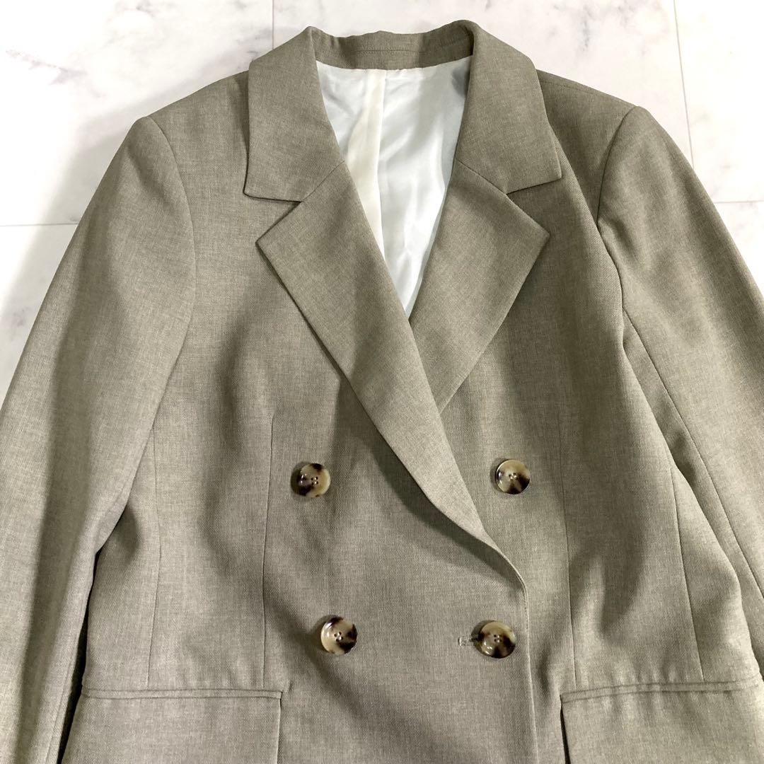 美品 ノーブル 20SS ダブルブレストジャケット 36 カーキ