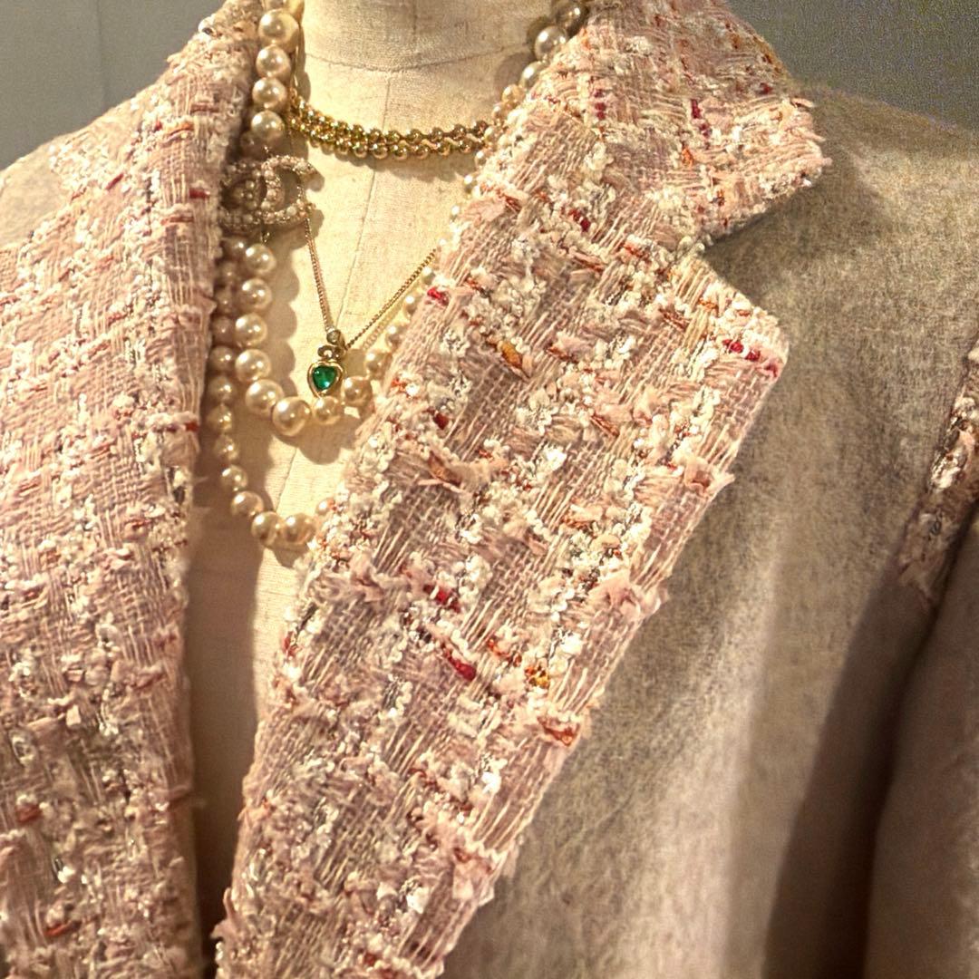 【6万円】Karl LAGERFELD マルチツイードデザイン　チェスターコート