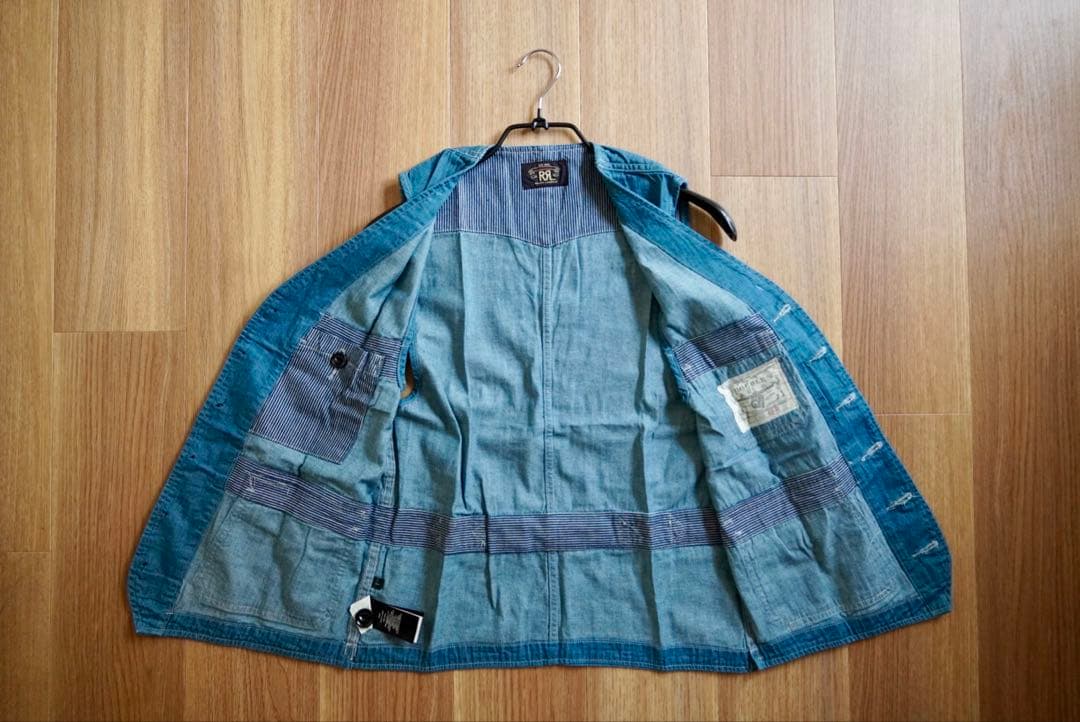 【ガッキー】新品未使用品 RRL インディゴ デニム ベスト Lサイズ