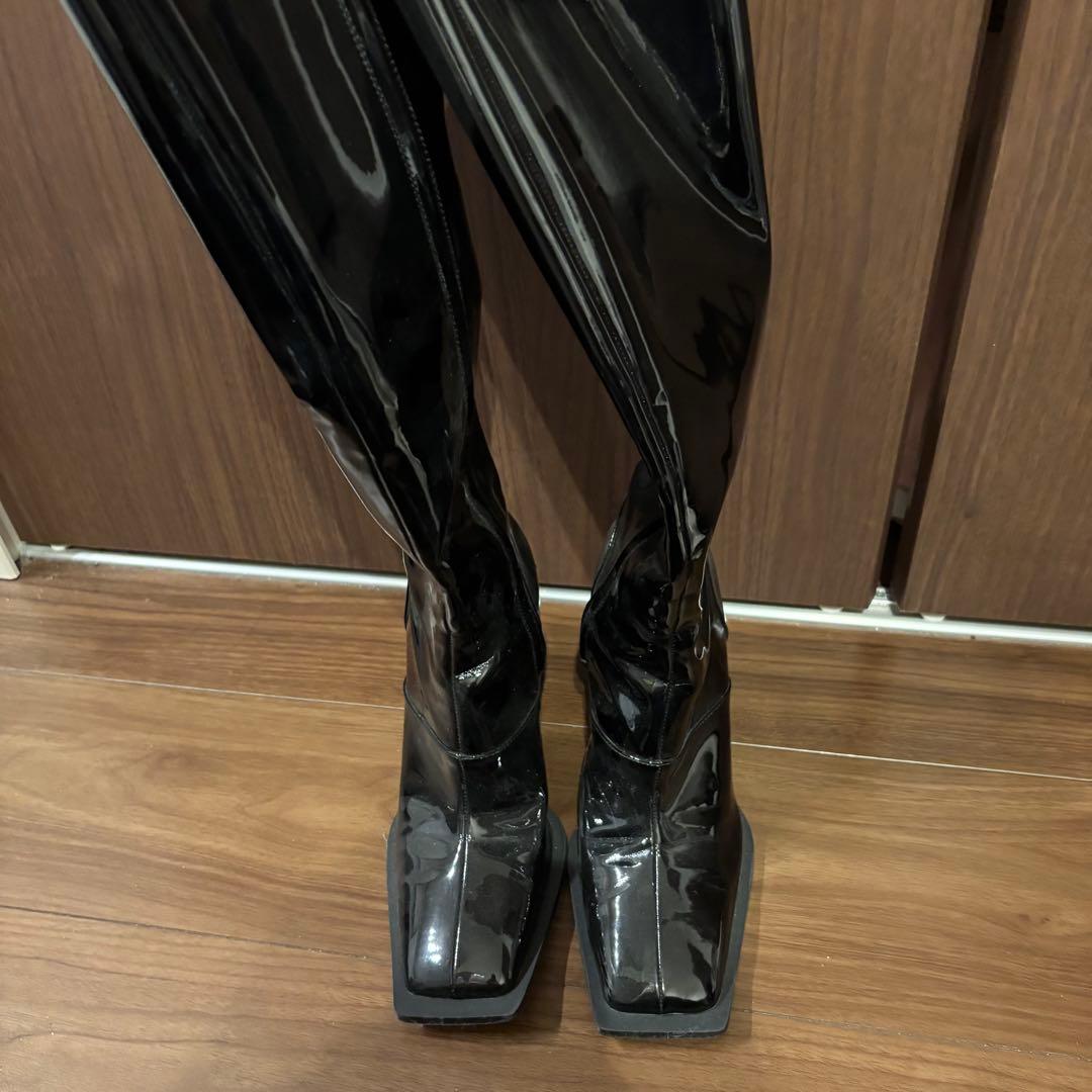 靴 melt the lady enamel square long boots