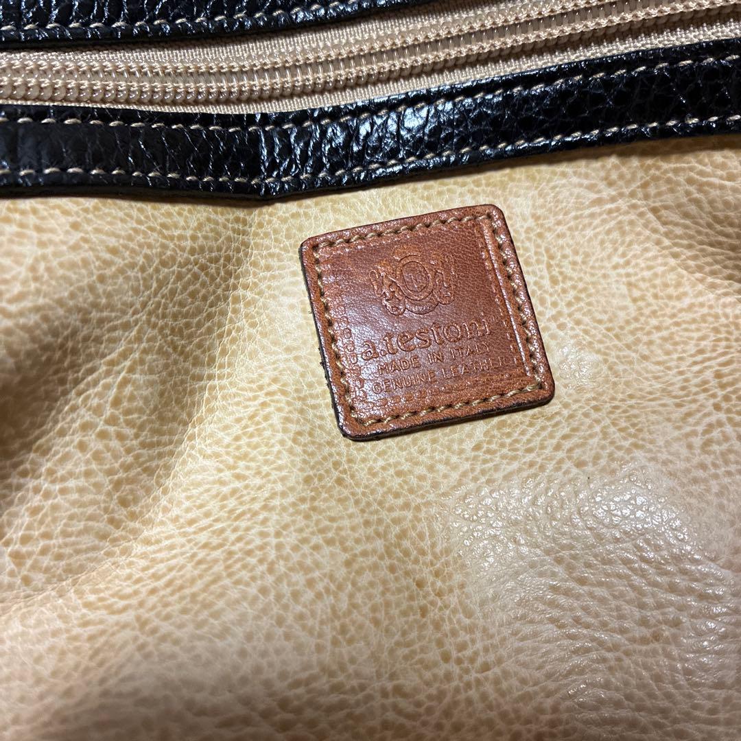 ア テストーニ　レザー　ボストンバッグ　ブラック　南京錠　金金具　2way