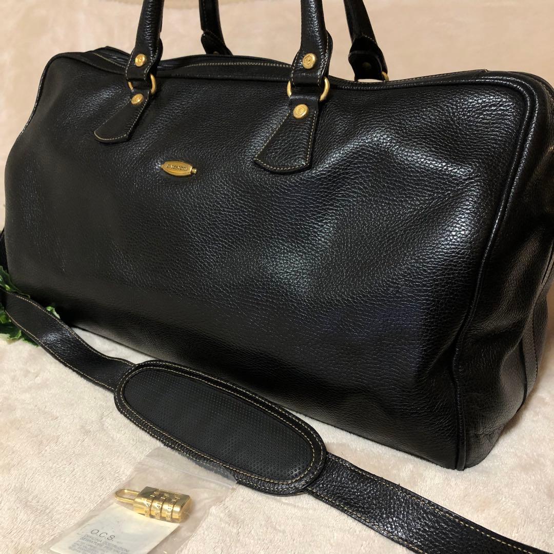 ア テストーニ　レザー　ボストンバッグ　ブラック　南京錠　金金具　2way
