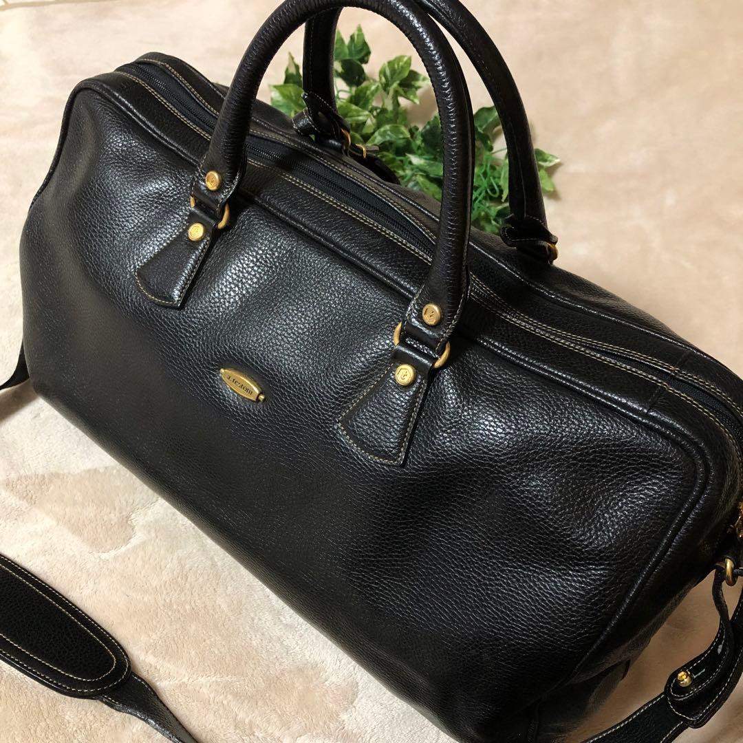ア テストーニ　レザー　ボストンバッグ　ブラック　南京錠　金金具　2way
