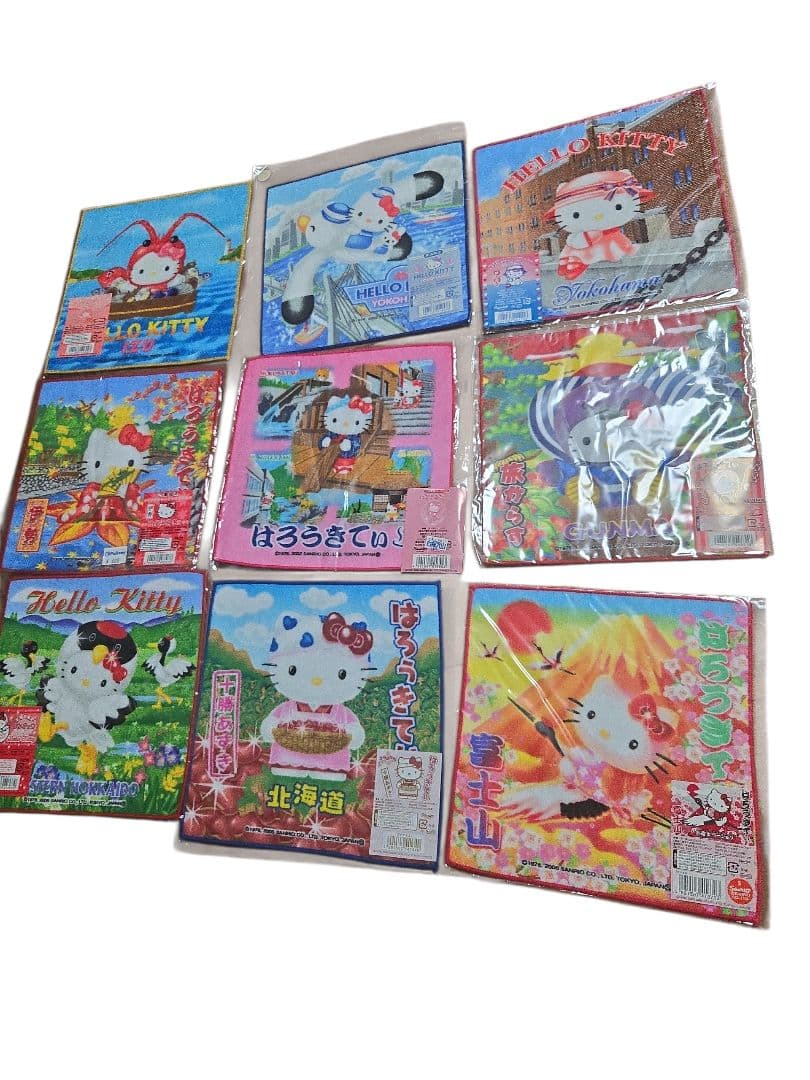【昭和レトロ物】キティーご当地ハンカチオル６３枚まとめ売り