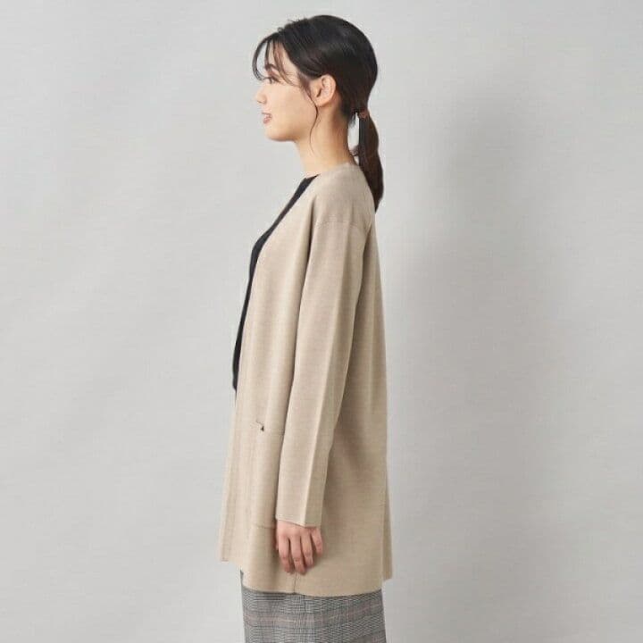 【きれいめ軽羽織／洗える】ファインウールブレンド ロングカーディガン