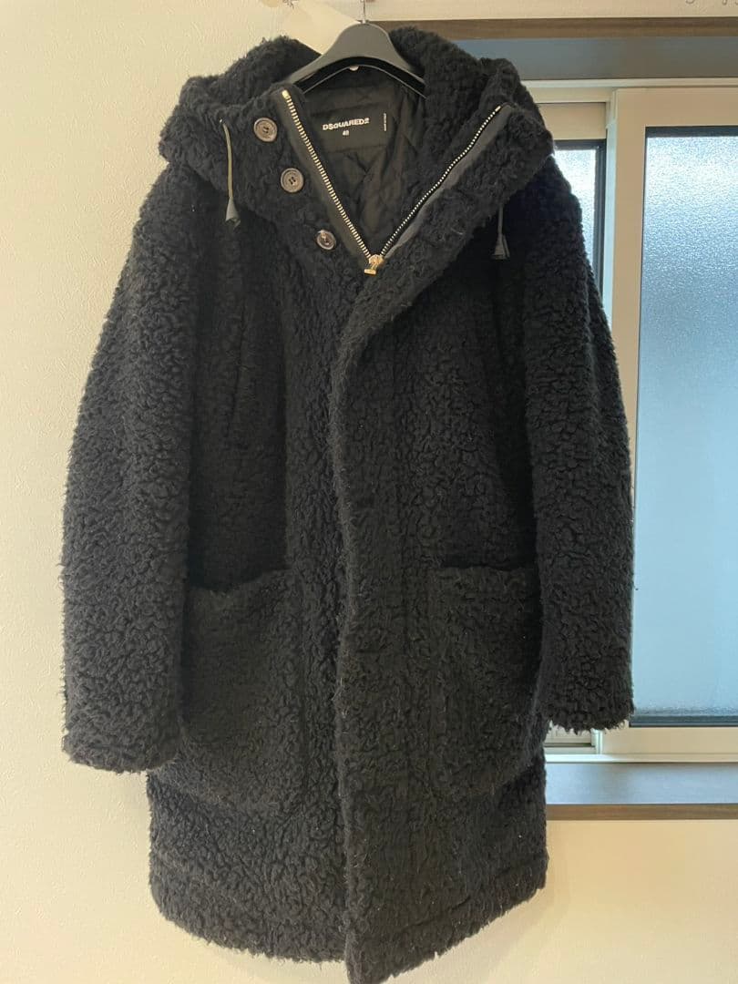 ジャケット・アウター D SQUARED2 FAUX SHEARLING HOODED COAT