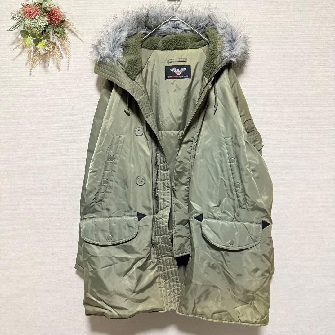 ROLLERGEAR モッズコート M フードボア ファー付き カーキ