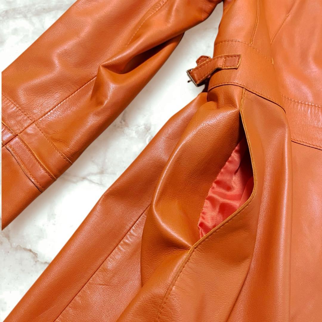 CLASSY 　ラムレザーコート　2XL　オレンジ　レディース 大きめ