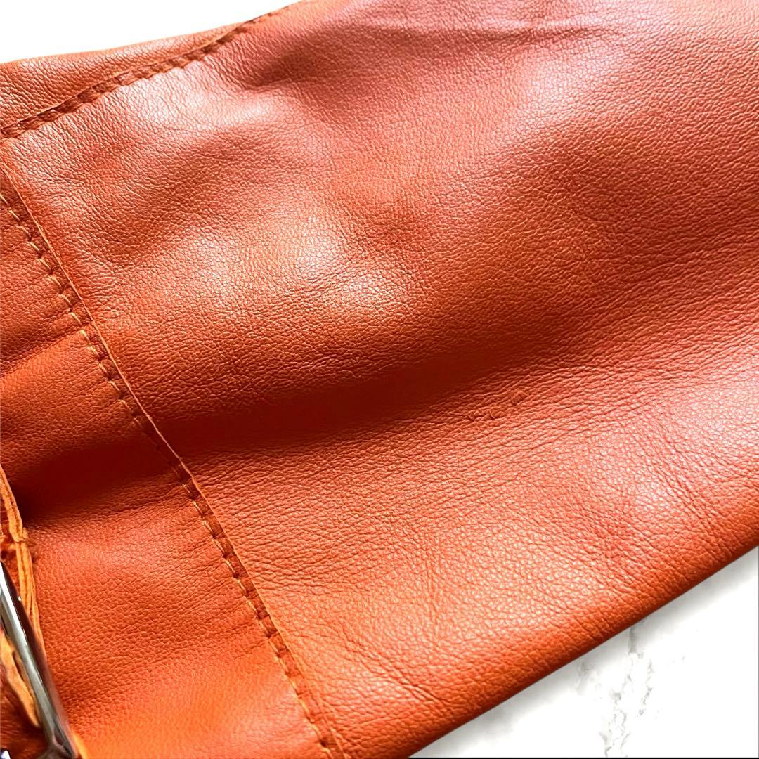 CLASSY 　ラムレザーコート　2XL　オレンジ　レディース 大きめ