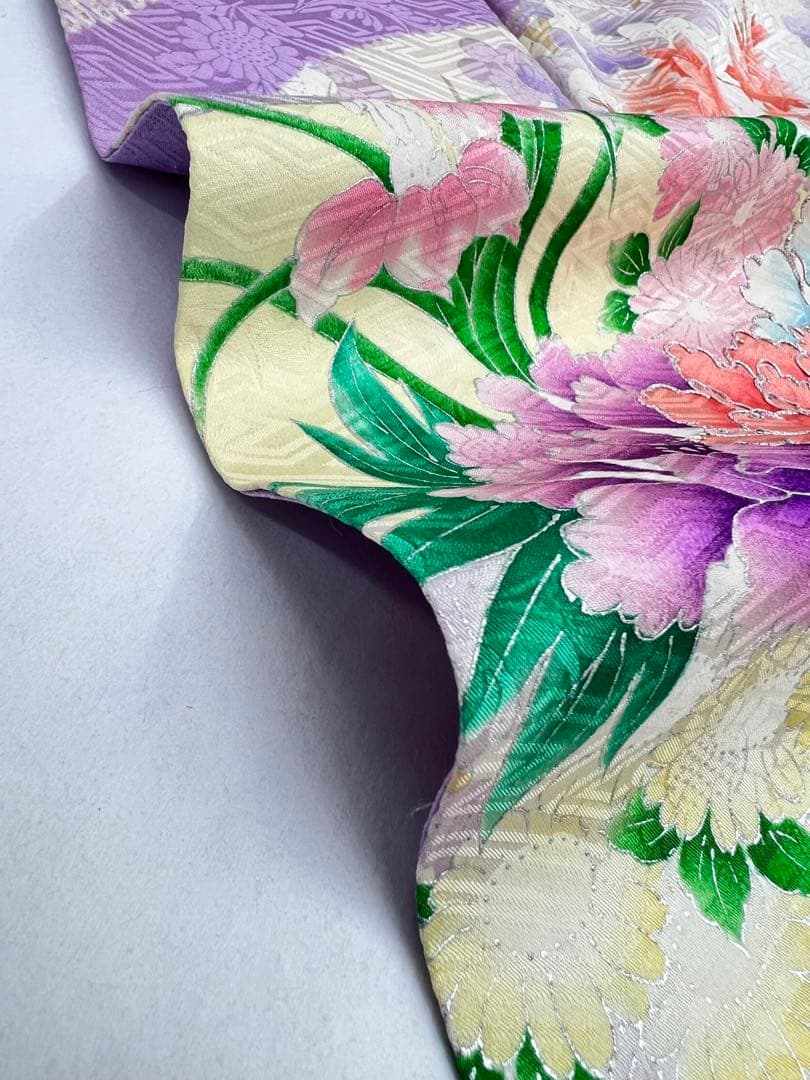 やまと誂製　正絹　成人式　振袖　絞り染め　銀彩加工　駒刺繍
