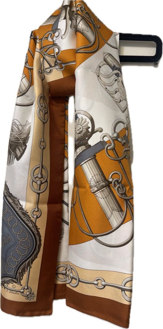 【美品】HERMÈS エルメス　シルク　ストール　マフラー　長方形　希少サイズ