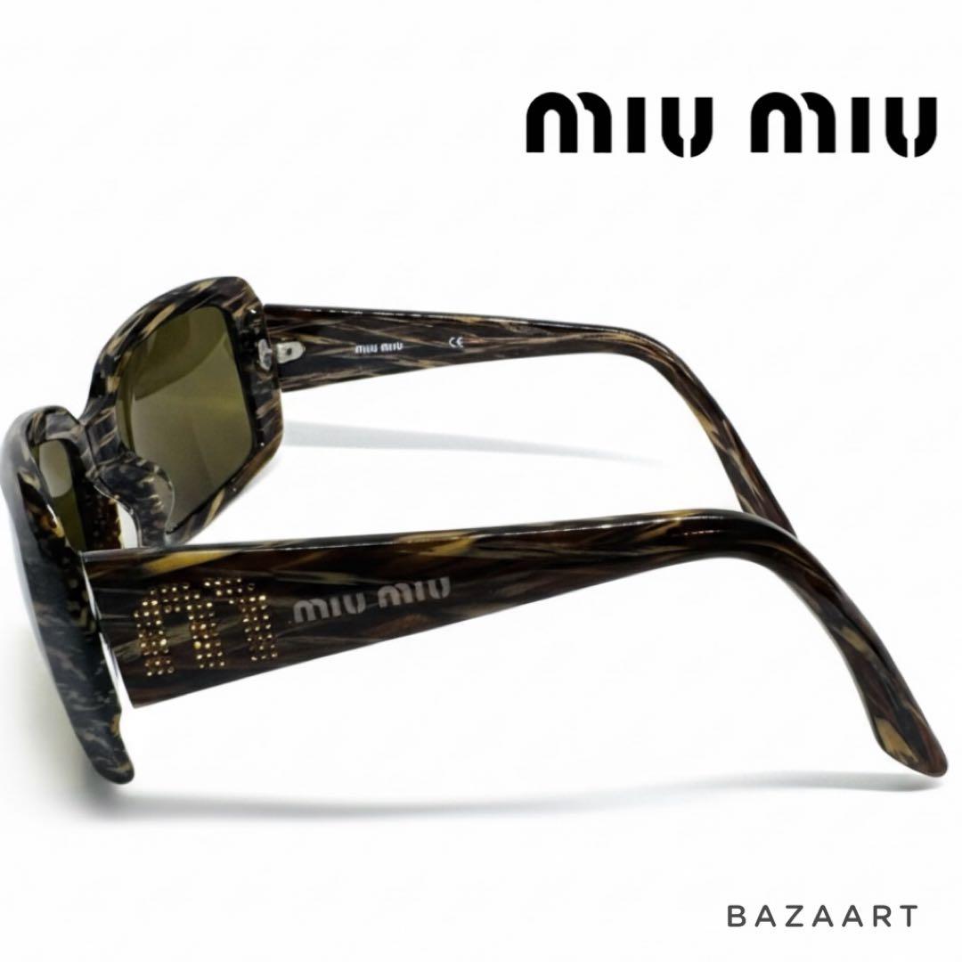 MIU MIU ミュウミュウ サングラス SMU10G ラインストーン ブラウン