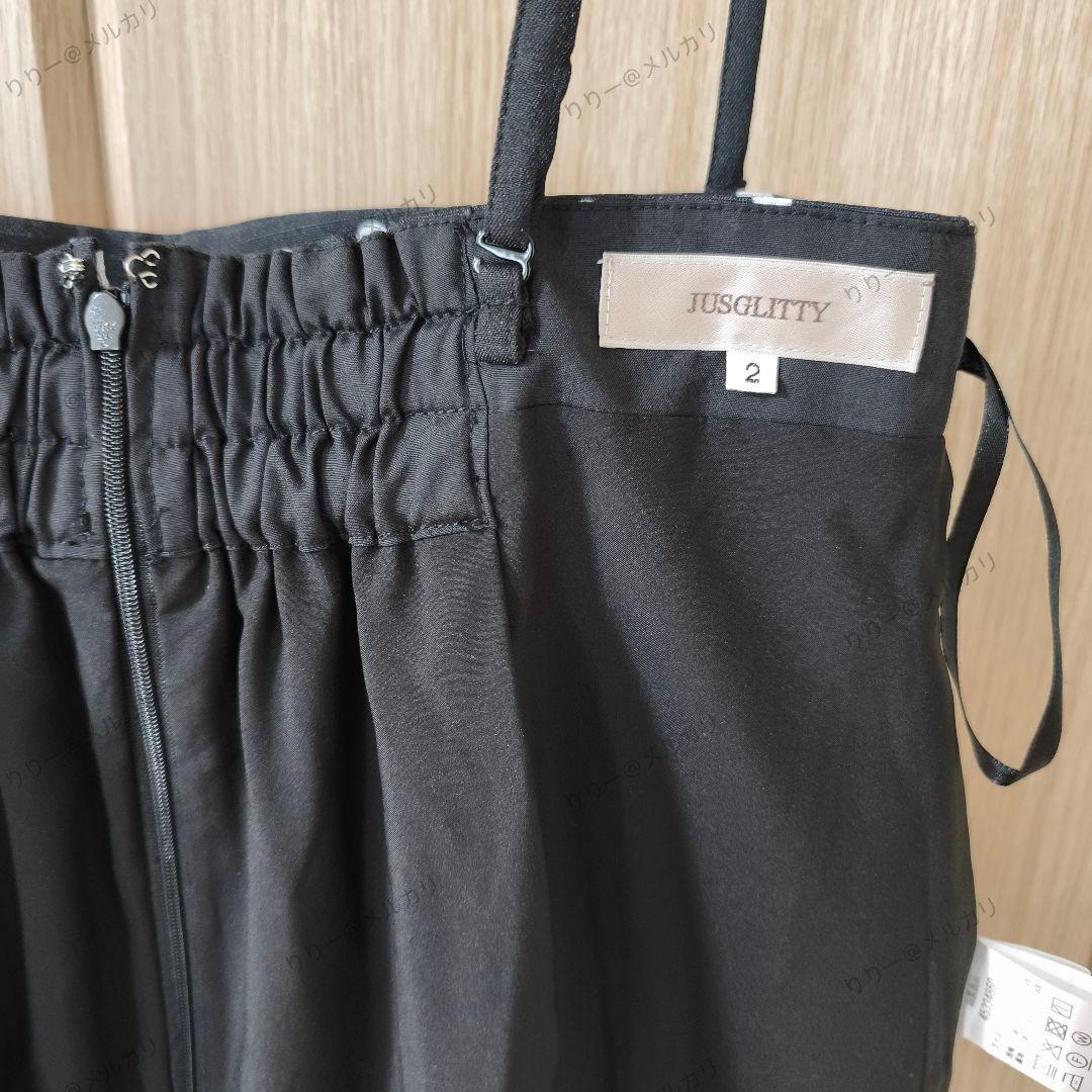 25AW美品・サイズ2　JUSGLITTY　サス付フラップタイトスカート　ドット