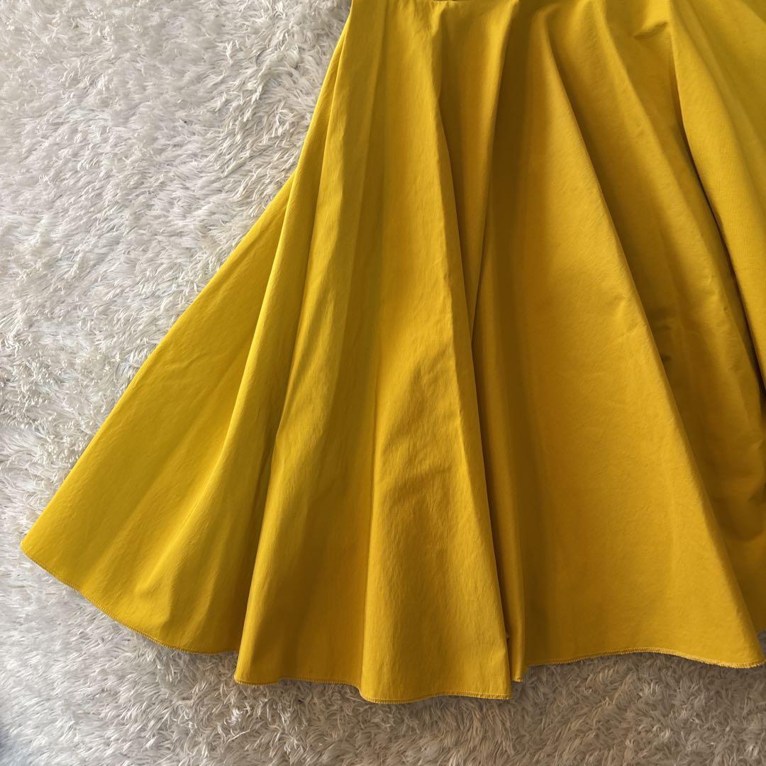 美品＊ランバンオンブルー　ノースリーブプリーツ　ワンピース　イエロー　黄