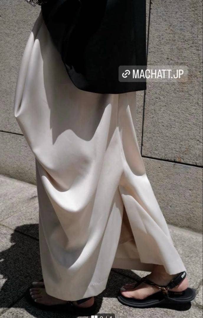 マチャット machatt ドレープマットサテンスカート エクリュ