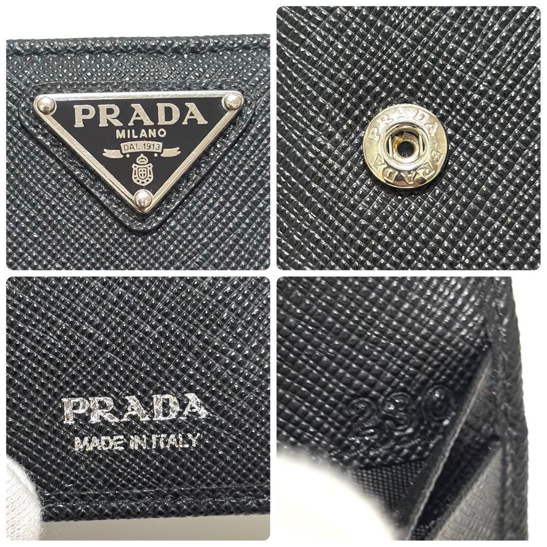 553✨ほぼ新品✨PRADA プラダ 折り財布 サフィアーノトライアングル 黒