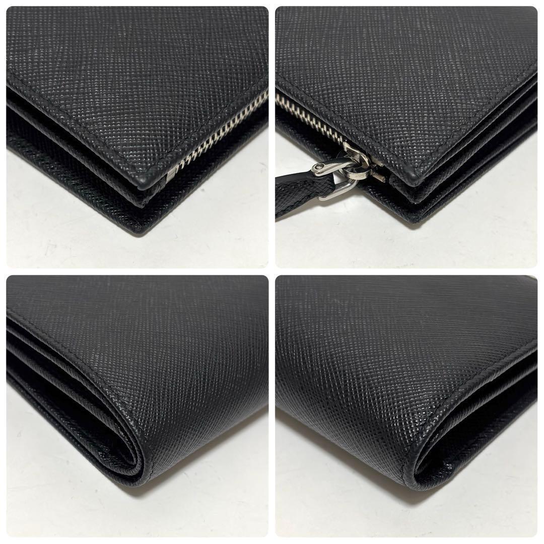 553✨ほぼ新品✨PRADA プラダ 折り財布 サフィアーノトライアングル 黒
